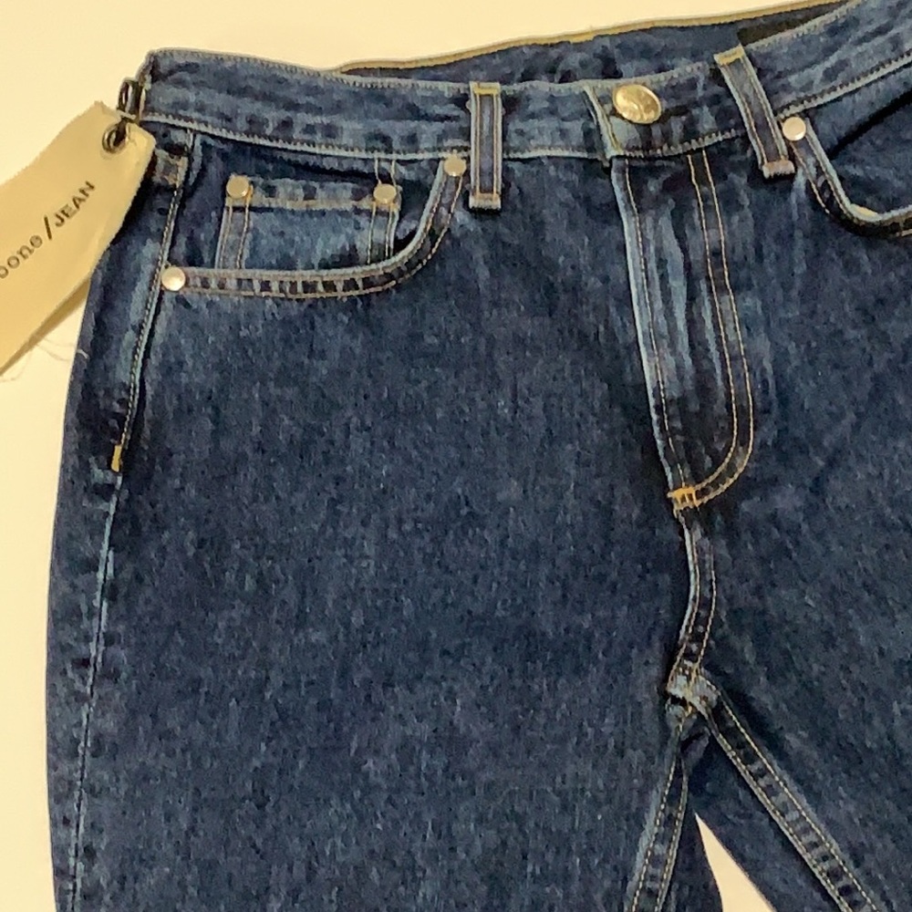 rag & bone High Rise Ankle Skinny Raw Hem Denim Jeans in Darkstone Sz 24